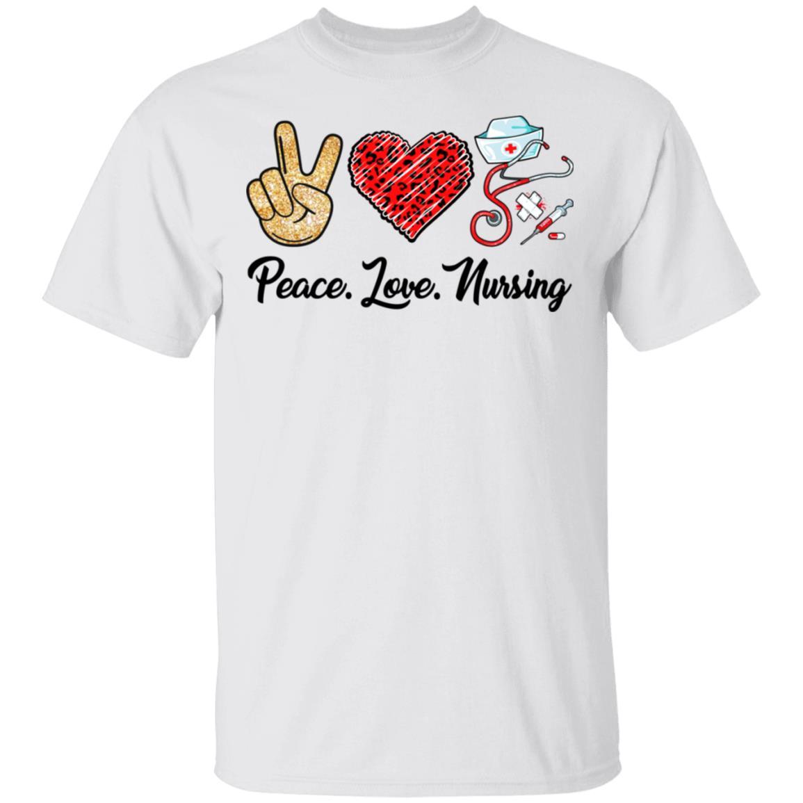 Peace Love Nursing RN Love Nurse Gifts-T-Shirt & Tank Top-Classic T-Shirt-White