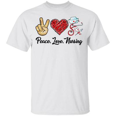 Peace Love Nursing RN Love Nurse Gifts-T-Shirt & Tank Top-Classic T-Shirt-White