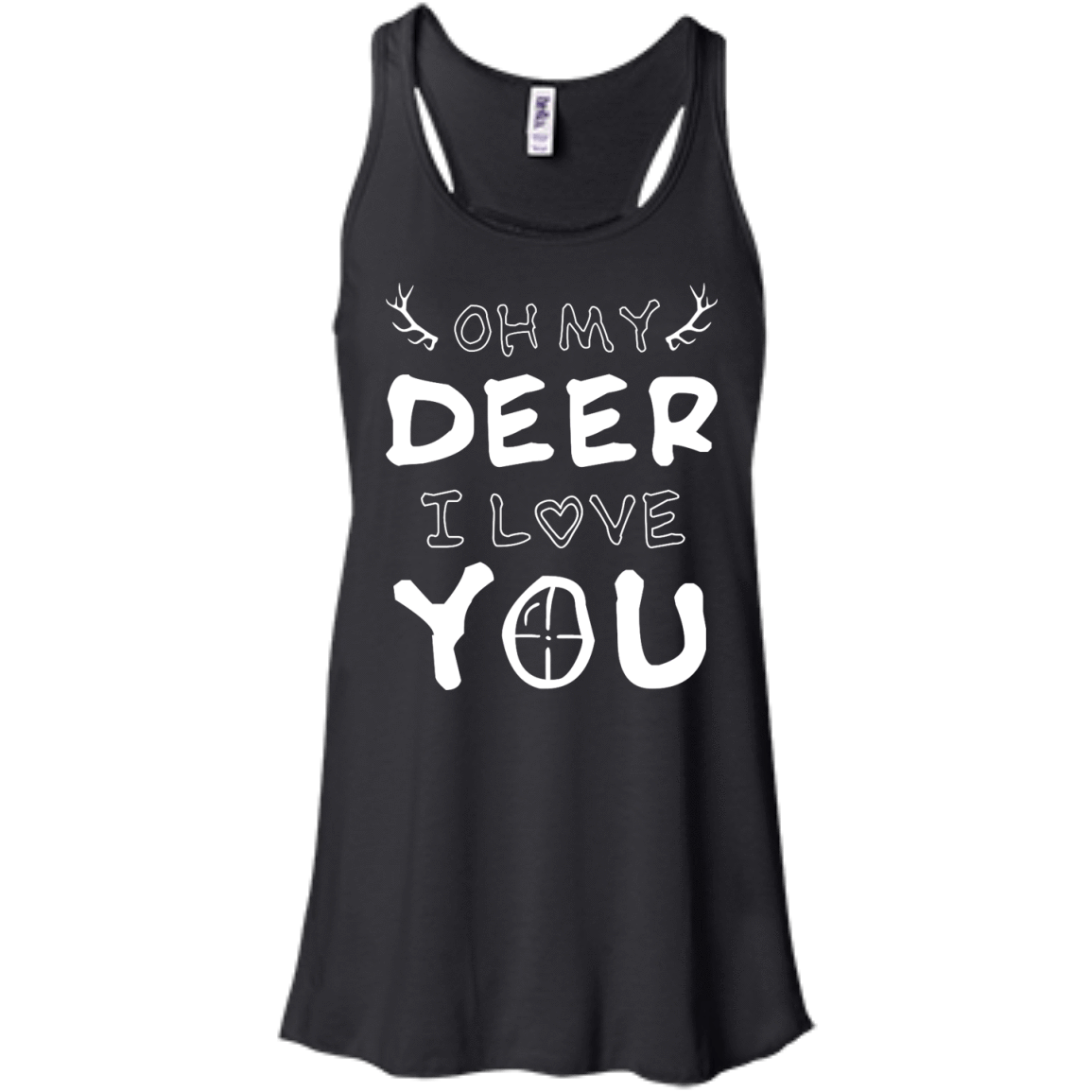 Oh My Deer I Love You-T-Shirt & Hoodie-Women's Flowy Racerback Tank-Black