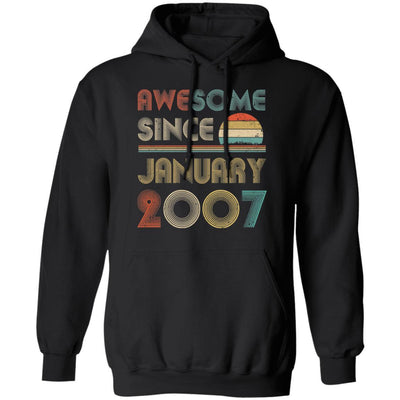 Awesome Since January 2007 Vintage 14th Birthday Gifts-T-Shirt & Hoodie-Pullover Hoodie-Black