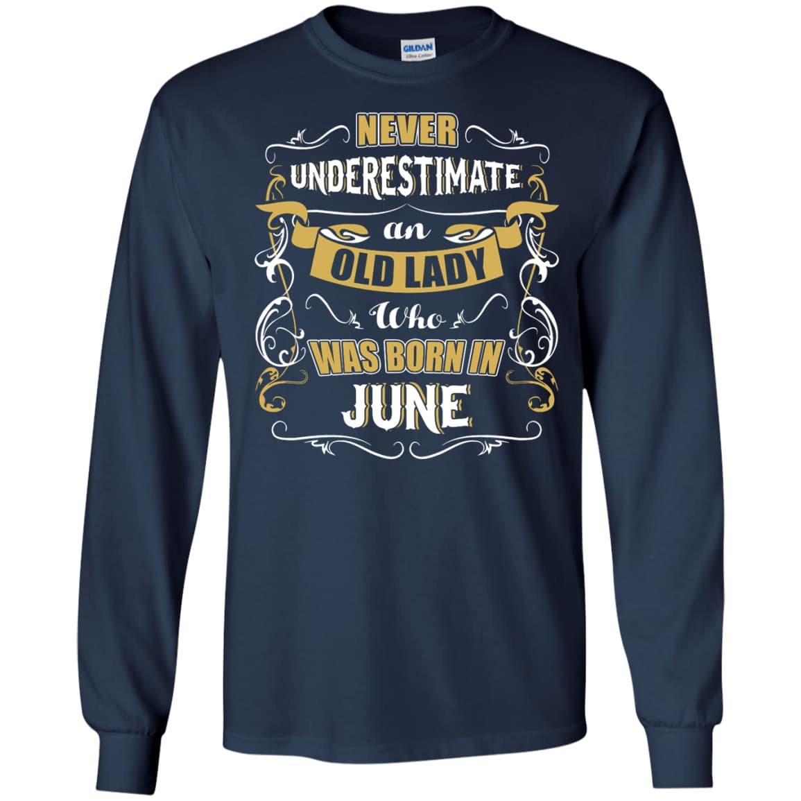 An Old Lady Who Was Born In June-T-Shirt & Hoodie-Long Sleeve T-Shirt-Navy