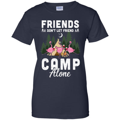 Friends Don't Let Friends Camp Alone Wine Camping Flamingo-T-Shirt & Tank Top-Women's T-Shirt-Navy