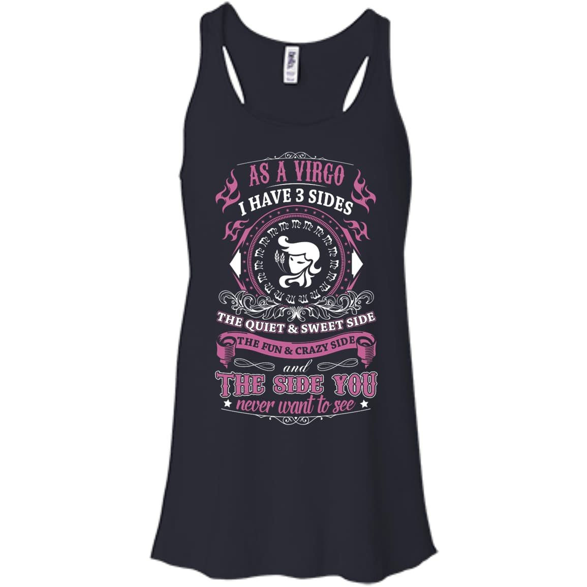 As A Virgo I Have 3 Sides-T-Shirt & Hoodie-Women's Flowy Racerback Tank-Midnight