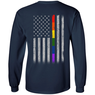 Rainbow Lesbian Gay Pride LGBT America Flag-T-Shirt & Hoodie-Long Sleeve T-Shirt-Navy