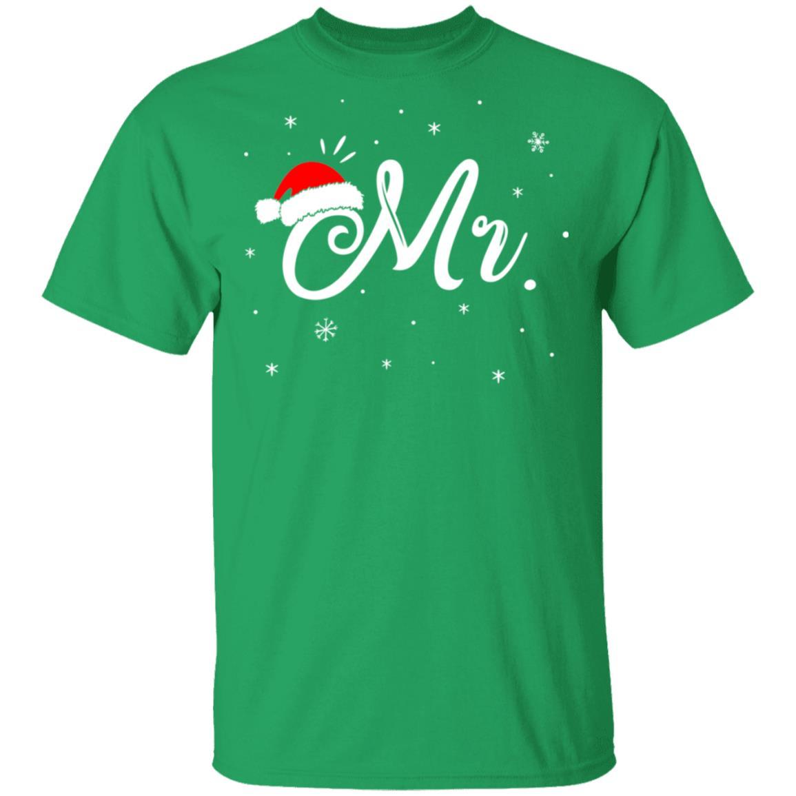 Funny Christmas Couple Matching Mr And Mrs Santa Hat Gift-T-Shirt & Sweatshirt-Classic T-Shirt-Irish Green
