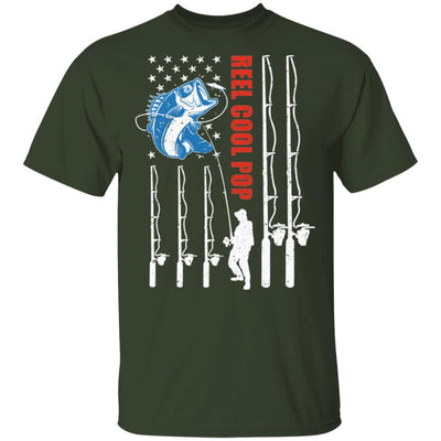 Reel Cool Pop American Flag Fish Fishing Fathers Day-T-Shirt & Hoodie-Classic T-Shirt-Forest
