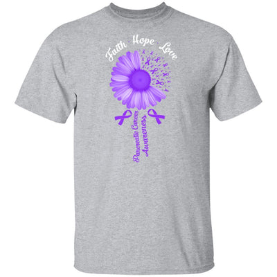 Faith Hope Love Purple Ribbon Pancreatic Cancer Awareness-T-Shirt & Hoodie-Classic T-Shirt-Sport Grey
