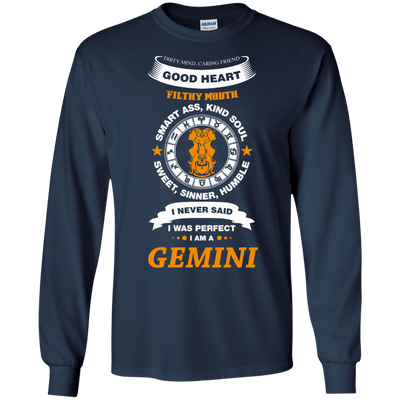 I Never Said I Was Perfect I Am A GEMINI-T-Shirt & Hoodie-Long Sleeve T-Shirt-Navy