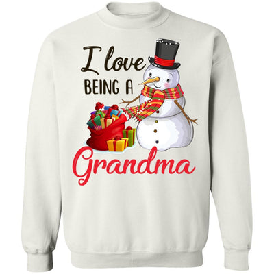 I Love Being A Grandma Snowman Gift For Christmas Day-T-Shirt & Sweatshirt-Crewneck Sweatshirt-White