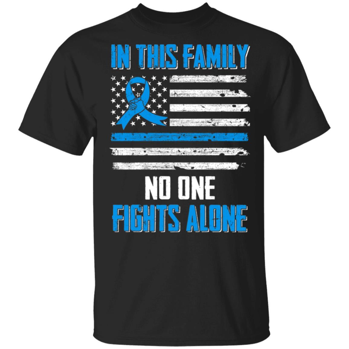 In This Family No One Fights Colon Cancer Alone Youth-Youth Shirt-Youth T-Shirt-Black