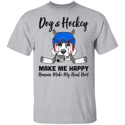 Dogs And Hockey Make Me Happy Humans Make My Head Hurt-T-Shirt & Hoodie-Classic T-Shirt-Sport Grey