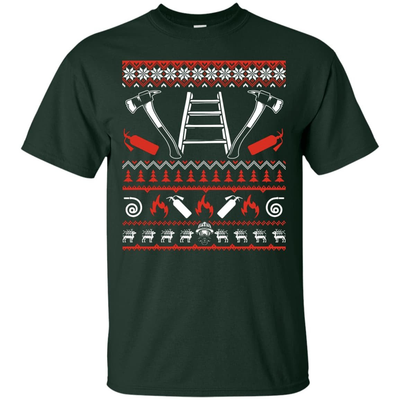 Firefighter Christmas Sweater-T-Shirt & Hoodie-Classic T-Shirt-Forest Green