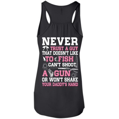 NEVER TRUST A GUY Doesn't Like To Fish-T-Shirt & Hoodie-Women's Flowy Racerback Tank-Black