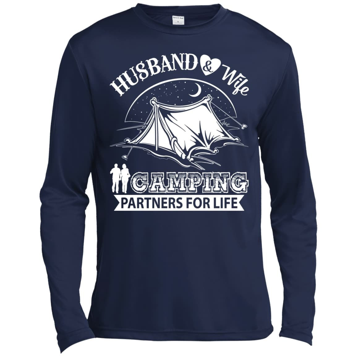 Husband And Wife Camping Partners For Life-T-Shirt & Hoodie-Long Sleeve T-Shirt-Navy