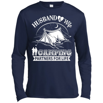 Husband And Wife Camping Partners For Life-T-Shirt & Hoodie-Long Sleeve T-Shirt-Navy