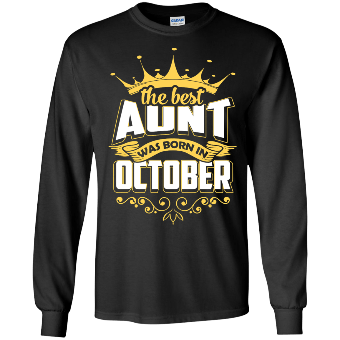 The Best Aunt Was Born In October-T-Shirt & Hoodie-Long Sleeve T-Shirt-Black