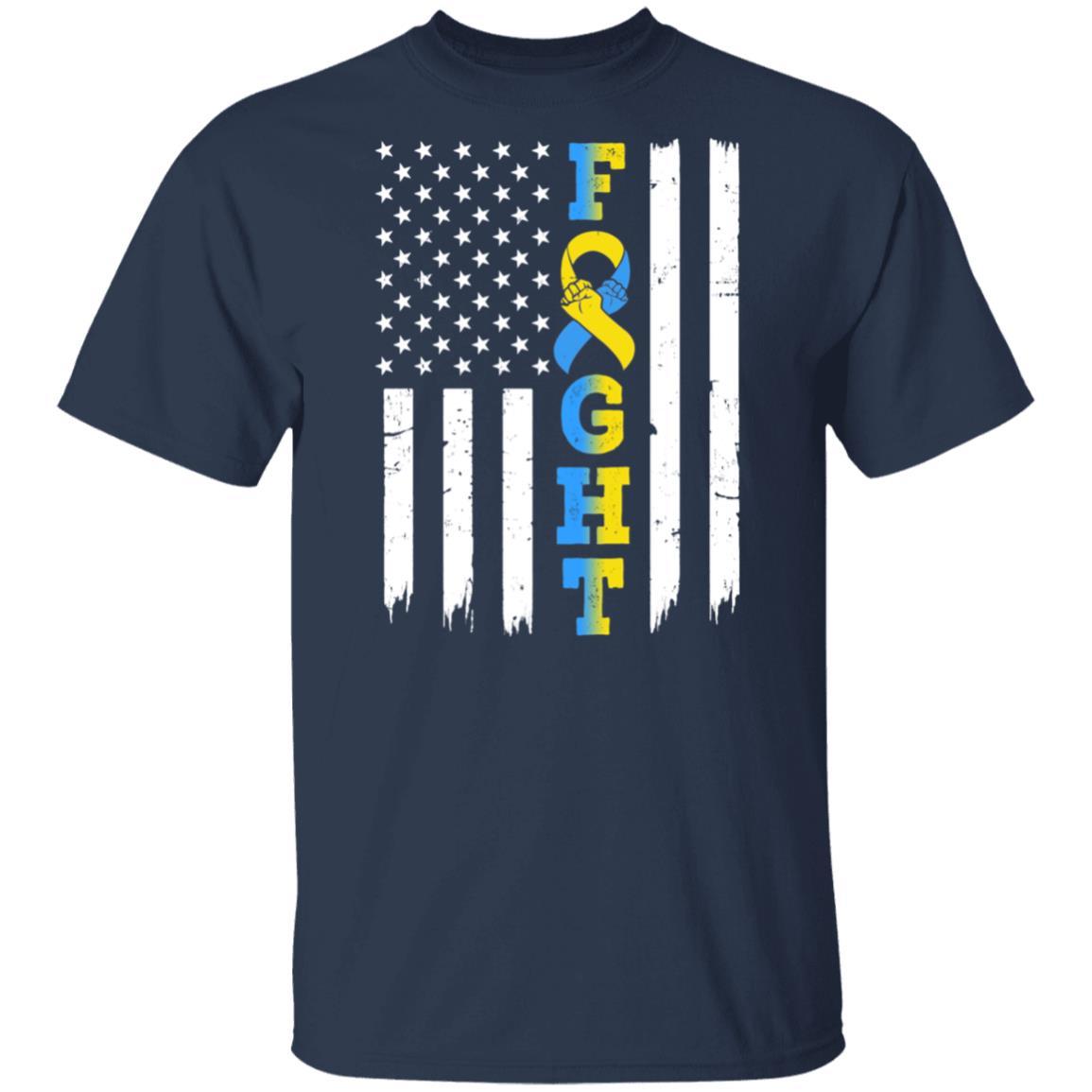 Down Syndrome Awareness American Flag Distressed-T-Shirt & Hoodie-Classic T-Shirt-Navy