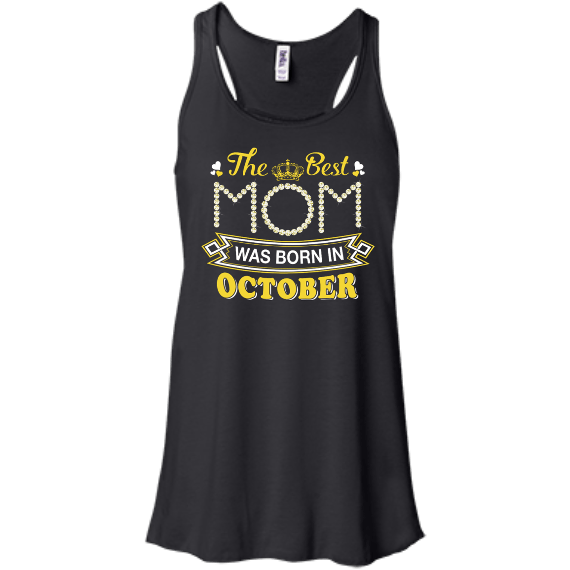 The Best Mom Was Born In October-T-Shirt & Hoodie-Women's Flowy Racerback Tank-Black