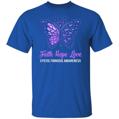Faith Hope Love Purple Butterfly Cystic Fibrosis Awareness-T-Shirt & Hoodie-Classic T-Shirt-Royal