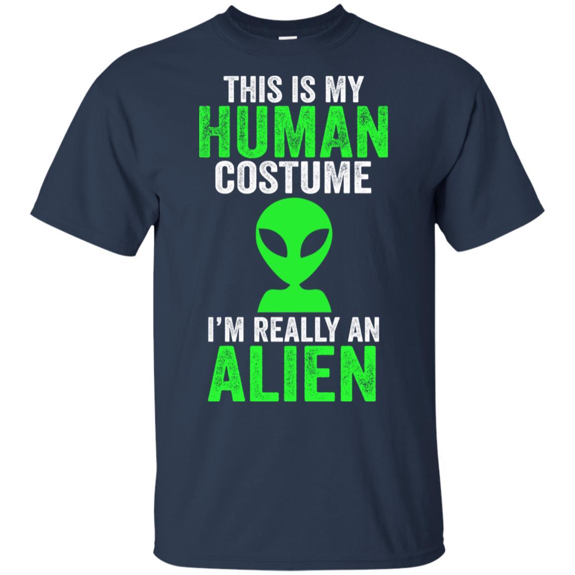 This Is My Human Costume Im Really An Alien Halloween-T-Shirt & Hoodie-Classic T-Shirt-Navy