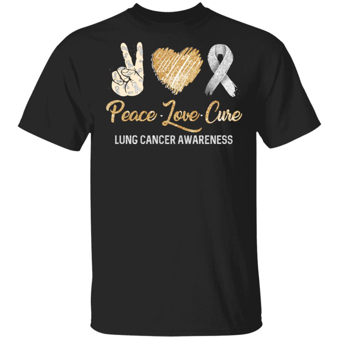 Peace Love Cure Lung Cancer Awareness-T-Shirt & Hoodie-Classic T-Shirt-Black