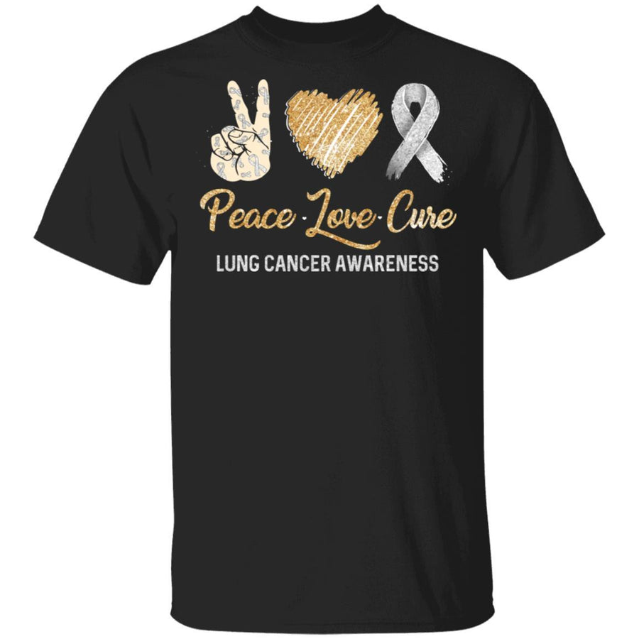 Peace Love Cure Lung Cancer Awareness-T-Shirt & Hoodie-Classic T-Shirt-Black