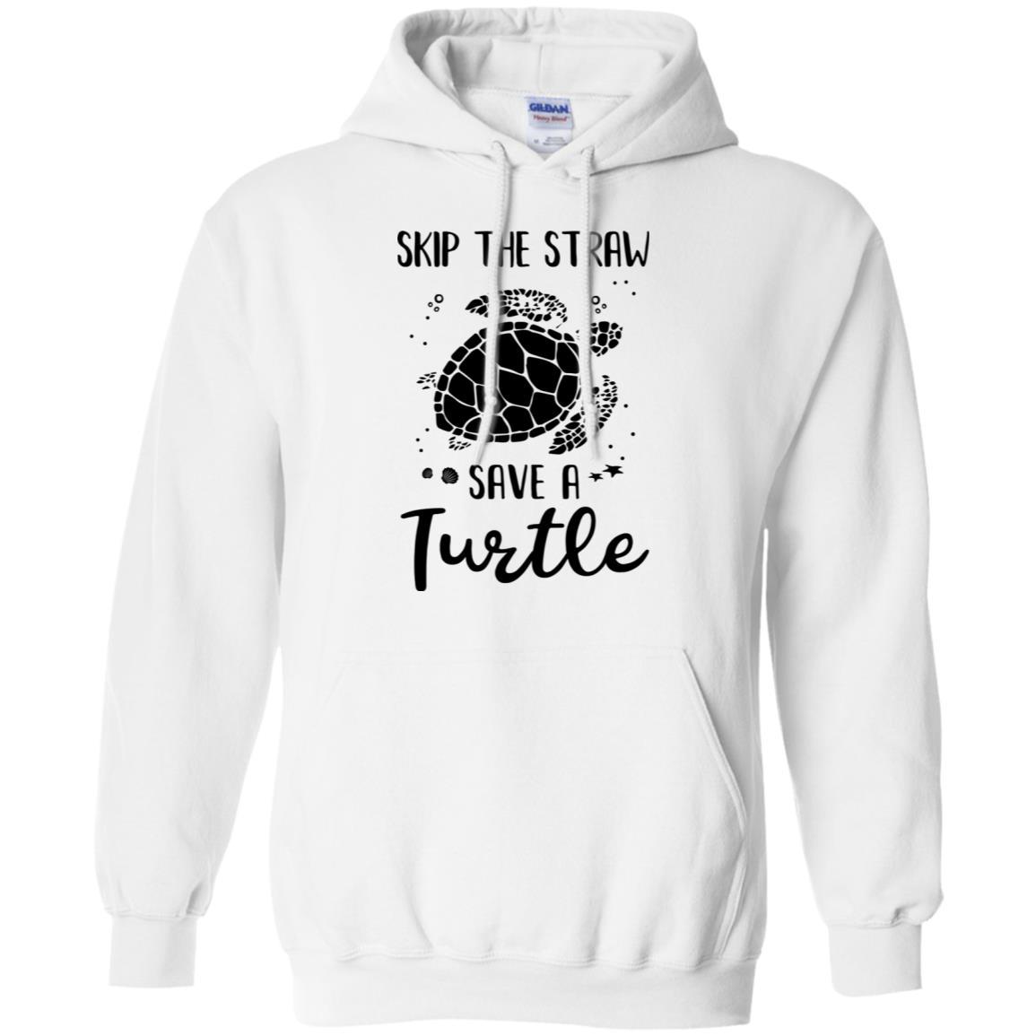 Save The Turtles Skip A Straw Save A Turtle-T-Shirt & Hoodie-Pullover Hoodie-White