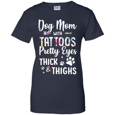 Dog Mom With Tattoos Pretty Eyes Thick Thighs-T-Shirt & Tank Top-Women's T-Shirt-Navy