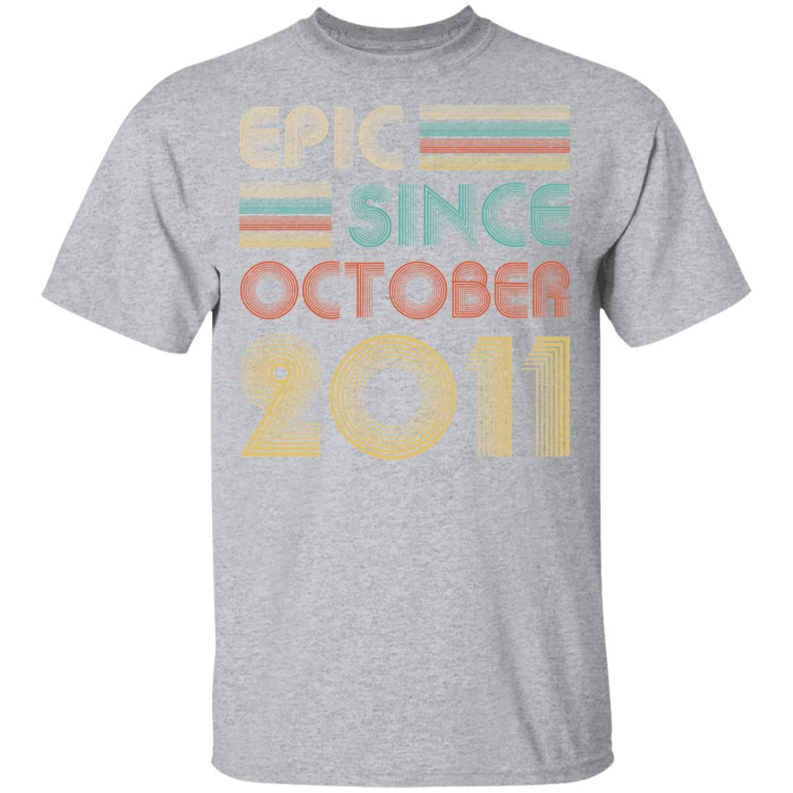 Epic Since October 2011 Vintage 10th Birthday Gifts Youth-Youth Shirt-Youth T-Shirt-Sport Grey