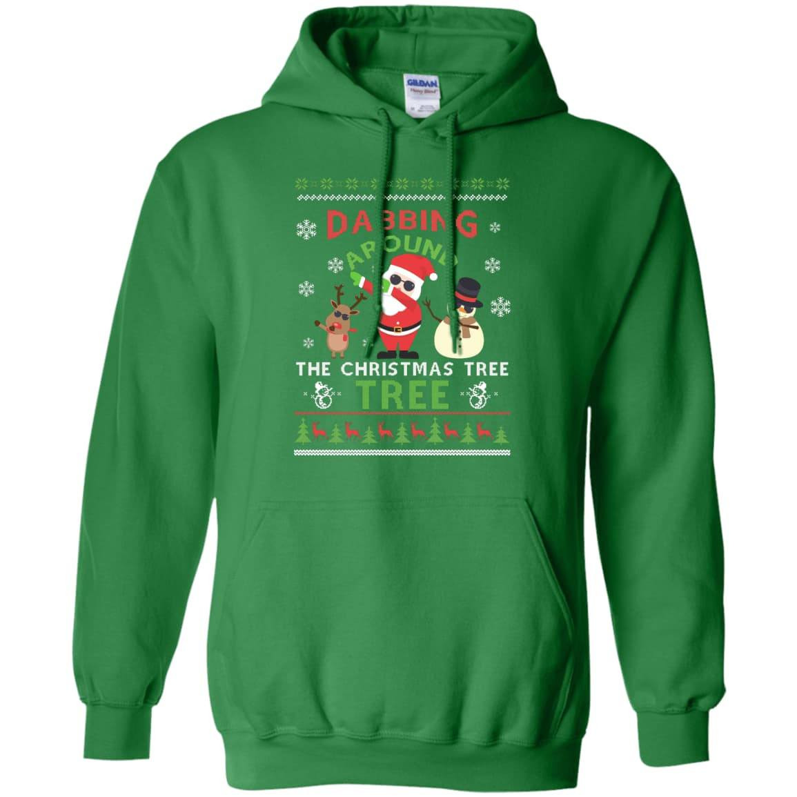 Dabbing Around The Christmas Tree Ugly Sweater-T-Shirt & Hoodie-Pullover Hoodie-Irish Green