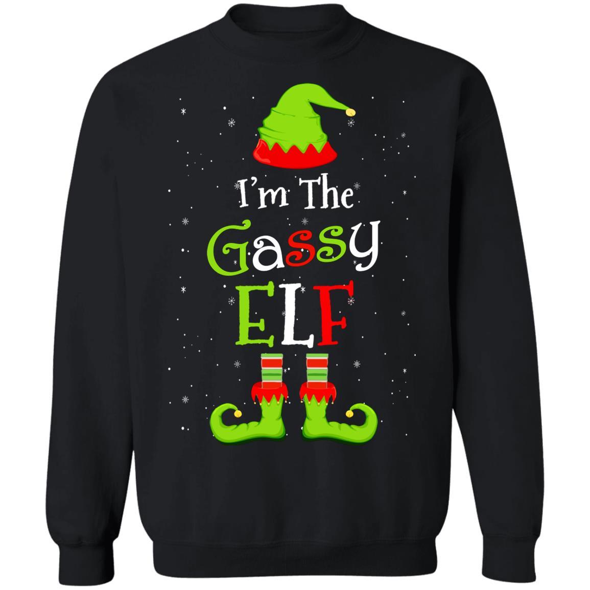 I'm The Gassy Elf Family Matching Funny Christmas Group Gift-T-Shirt & Sweatshirt-Crewneck Sweatshirt-Black