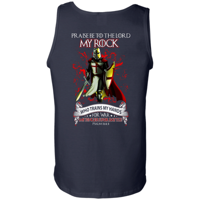 Praise The Lord My Rock Who Trains My Hands For War-T-Shirt & Hoodie-Unisex Tank-Navy