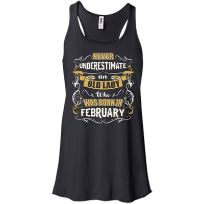 An Old Lady Who Was Born In February-T-Shirt & Hoodie-Women's Flowy Racerback Tank-Black