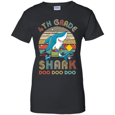 4th Grade Shark Doo Doo Doo Funny Back To School-T-Shirt & Hoodie-Women's T-Shirt-Black