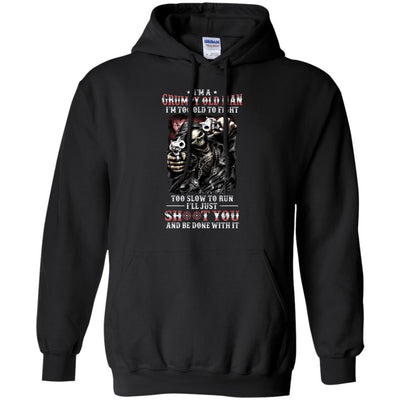 I'm A Grumpy Old Man I'm Too Old To Fight Fathers Day-T-Shirt & Hoodie-Pullover Hoodie-Black