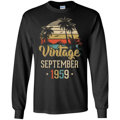 Retro Classic Vintage September 1959 62th Birthday Gift-T-Shirt & Hoodie-Long Sleeve T-Shirt-Black