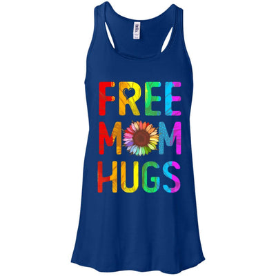 Flower Free Mom Hugs Pride LGBT-T-Shirt & Tank Top-Women's Flowy Racerback Tank-True Royal