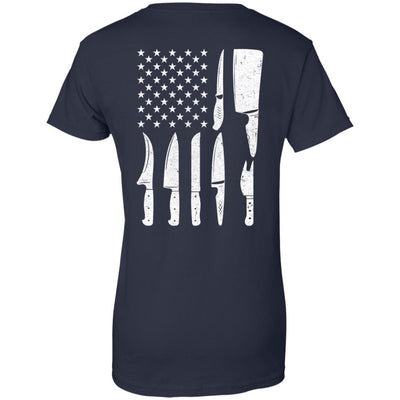 Chef Knife Patriotic American Flag Kitchen-T-Shirt & Hoodie-Women's T-Shirt-Navy