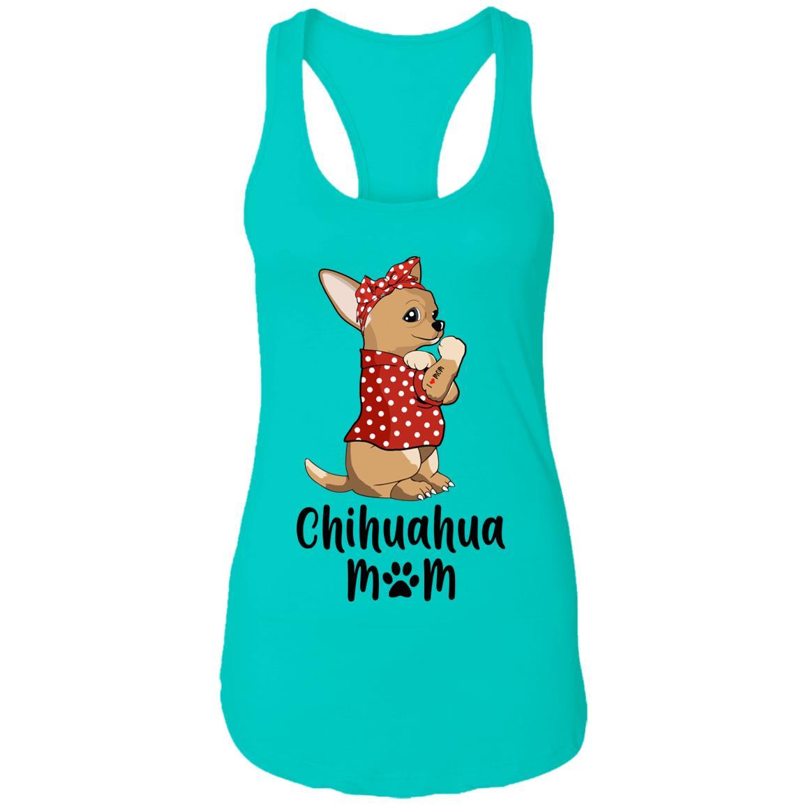 I Love Mom Chihuahua Mom Dog Lover Gifts-T-Shirt & Tank Top-Women's Ideal Racerback Tank-Tahiti Blue