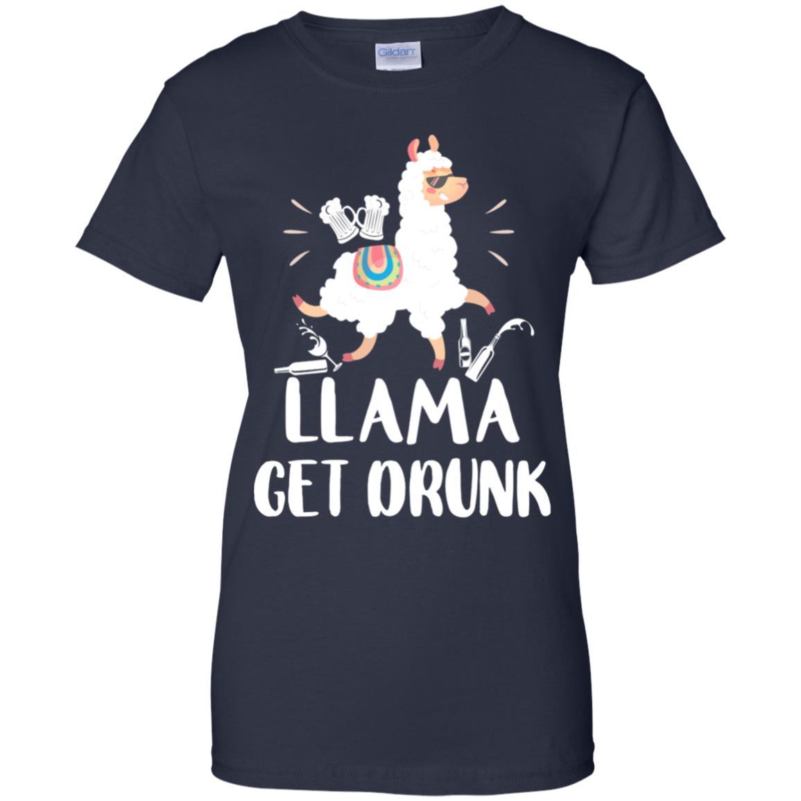 Funny Llama Get Drunk Mom Mommy Drinking Party-T-Shirt & Tank Top-Women's T-Shirt-Navy