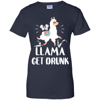 Funny Llama Get Drunk Mom Mommy Drinking Party-T-Shirt & Tank Top-Women's T-Shirt-Navy
