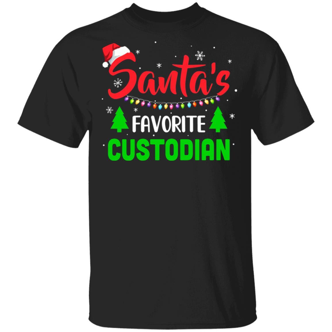 Santa's Favorite Custodian Funny Christmas Xmas Gifts-T-Shirt & Sweatshirt-Classic T-Shirt-Black