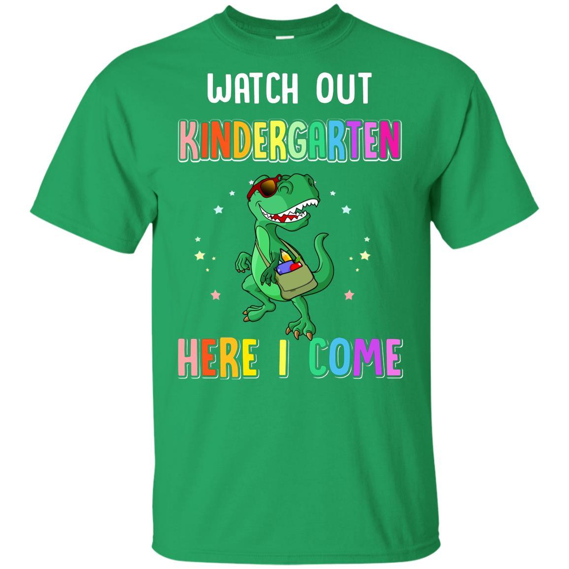 Kindergarten Here I Come Dinosaur Back To School Youth-Youth Shirt-Youth T-Shirt-Irish Green