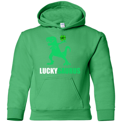 Irish Dinosaur Leprechaun St Patricks Day Luckysaurus Youth-Youth Shirt-Youth Pullover Hoodie-Irish Green