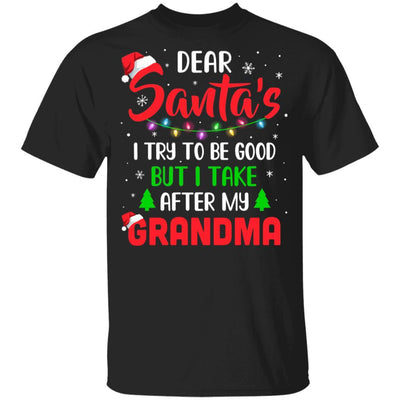 Dear Santa I Tried To Be Good But My Grandma Christmas Kids Youth-Youth Shirt-Youth T-Shirt-Black