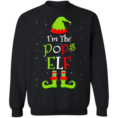 I'm The Pops Elf Family Matching Funny Christmas Group Gift-T-Shirt & Sweatshirt-Crewneck Sweatshirt-Black