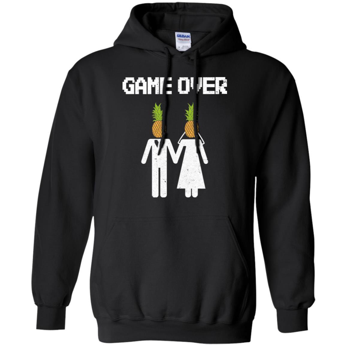 Pineapple Game Over Funny Wedding Bachelor Party-T-Shirt & Hoodie-Pullover Hoodie-Black