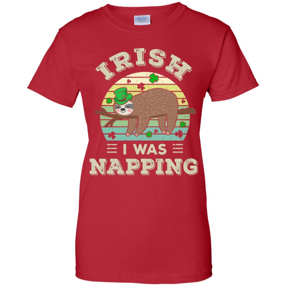 Saint Patrick's Day Irish I Was Napping Sloth For Kids-T-Shirt & Hoodie-Women's T-Shirt-Red