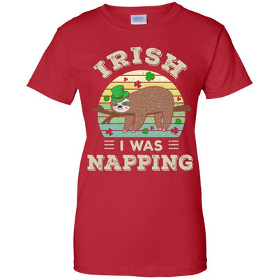 Saint Patrick's Day Irish I Was Napping Sloth For Kids-T-Shirt & Hoodie-Women's T-Shirt-Red