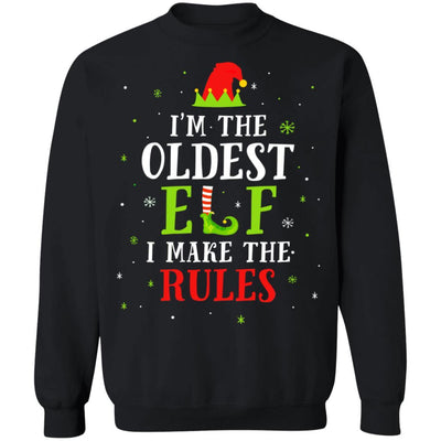 I'm The Oldest Elf Family Matching Funny Christmas Gift-T-Shirt & Sweatshirt-Crewneck Sweatshirt-Black